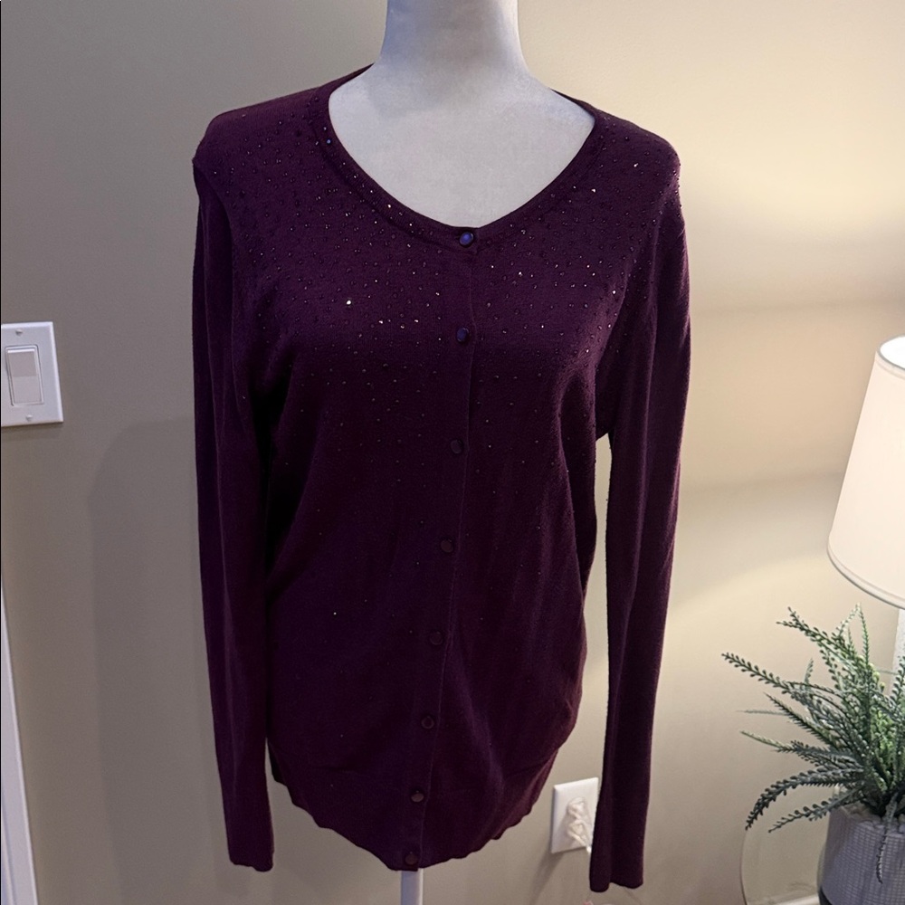 MERONA Rhinestone Button Front Cardigan - Size L